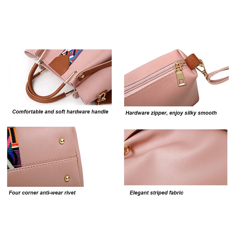 Sympathybag Women Hand Bag PU Ladies Leather Tote 4 in 1 Handbag Pu leather Set Waterproof Sets t 4 Pieces Purse and Wallet