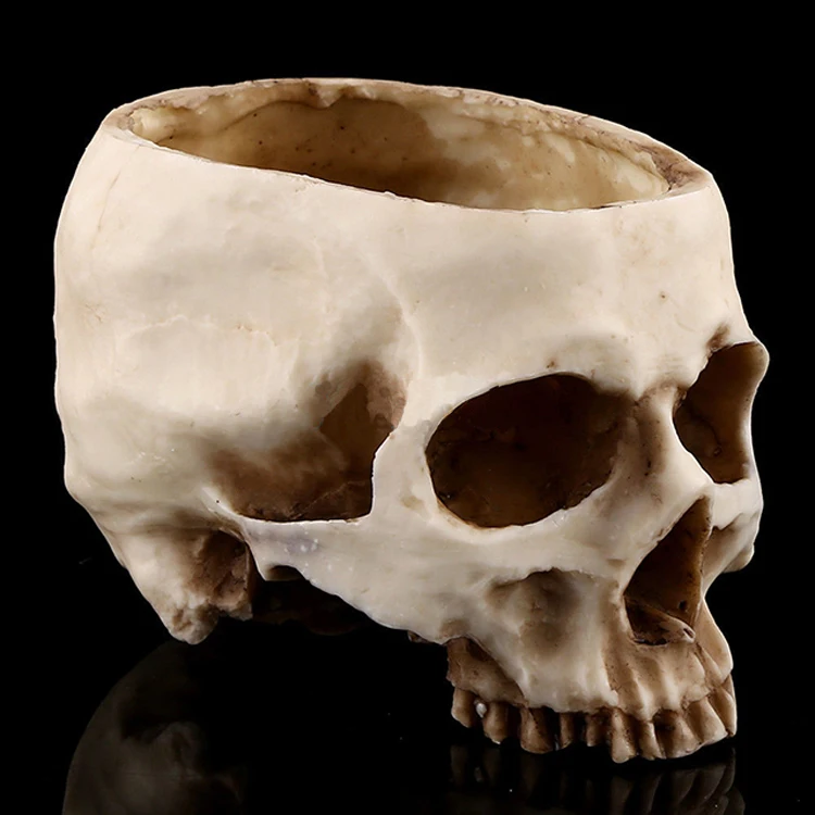 Skull Head Planter Resin Halloween Flower Pot