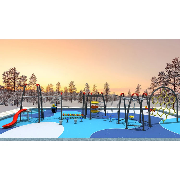 Outdoor children rope course climbing structure with slide public playground children amusement play set