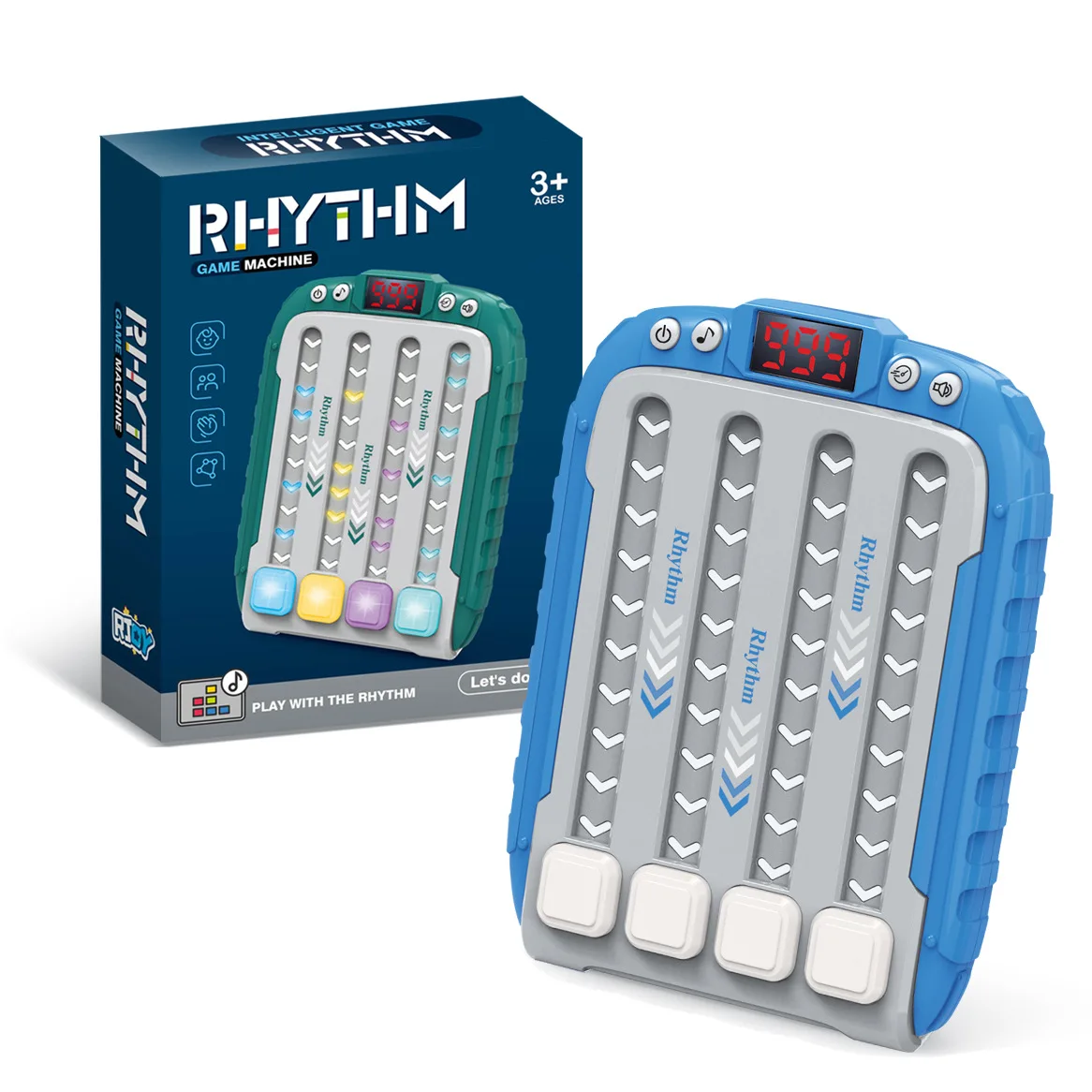 Handheld Rhythm Game Machine Kids Quick Push Puzzle Game Rhythm Machine 6 Levels Rhythm Button Game with Lights