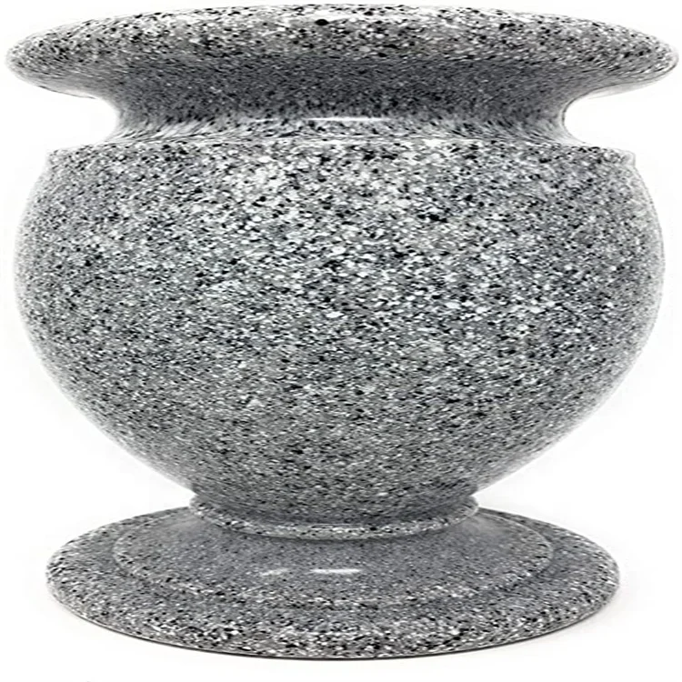 Carved stone lantern and vase for cemetery use