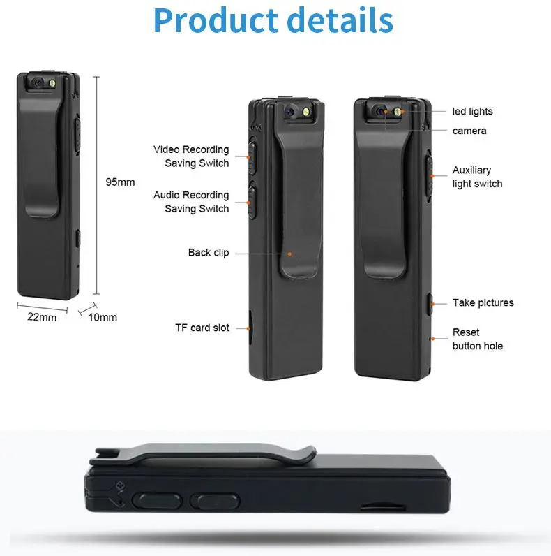 Security Guard Body Worn Camera HD 1080P Magetic Clip Wearable Body Worn Cameras