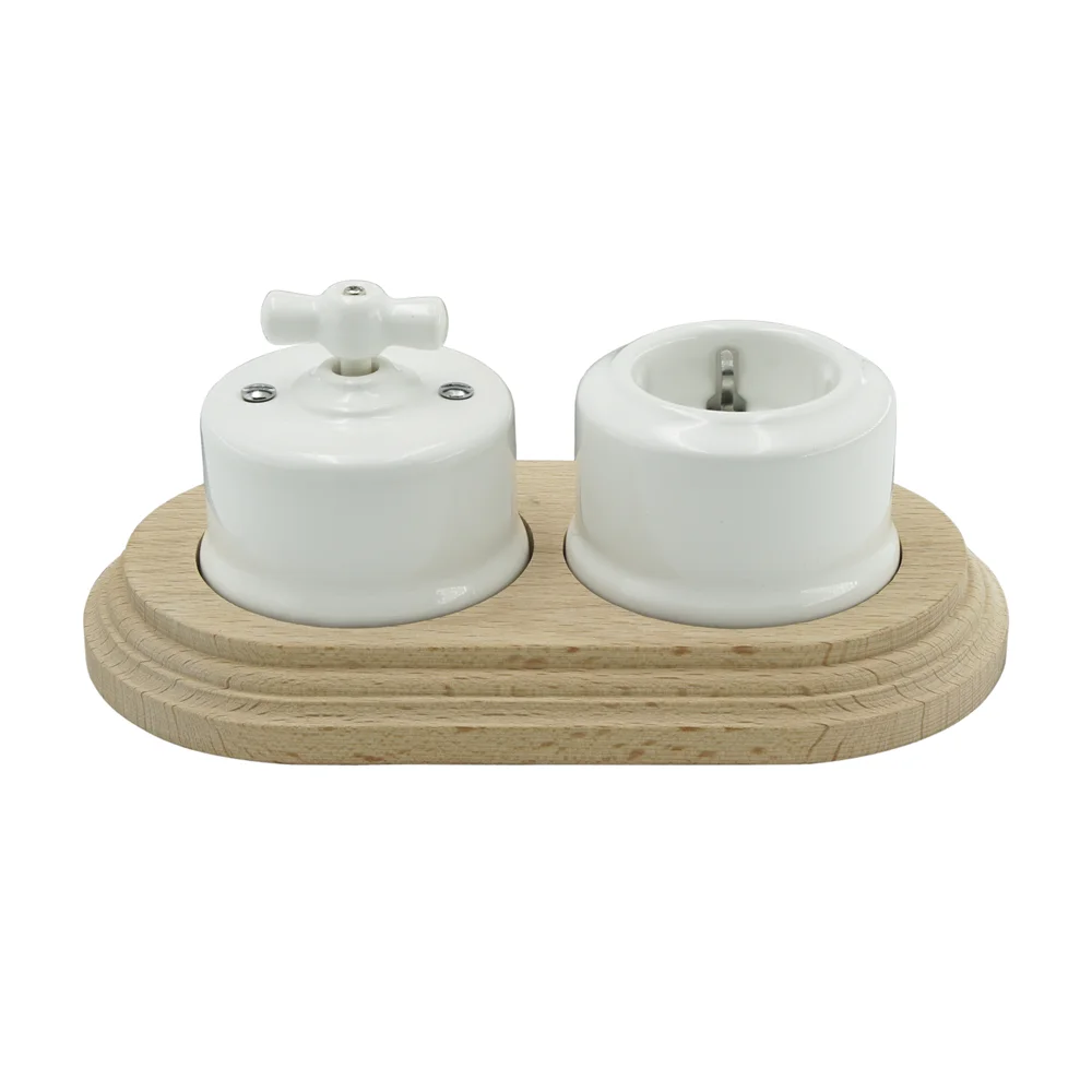 250V 10A white porcelain rotary switch/retro black ceramic electrical wall switches/vintage porcelain schuko socket