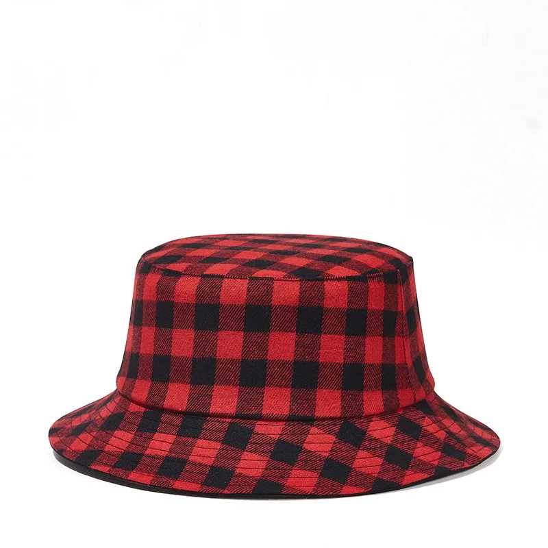 New Checked Streetwear Men Women Sun Protection Autumn Winter Wholesale Bucket Fishing Hats