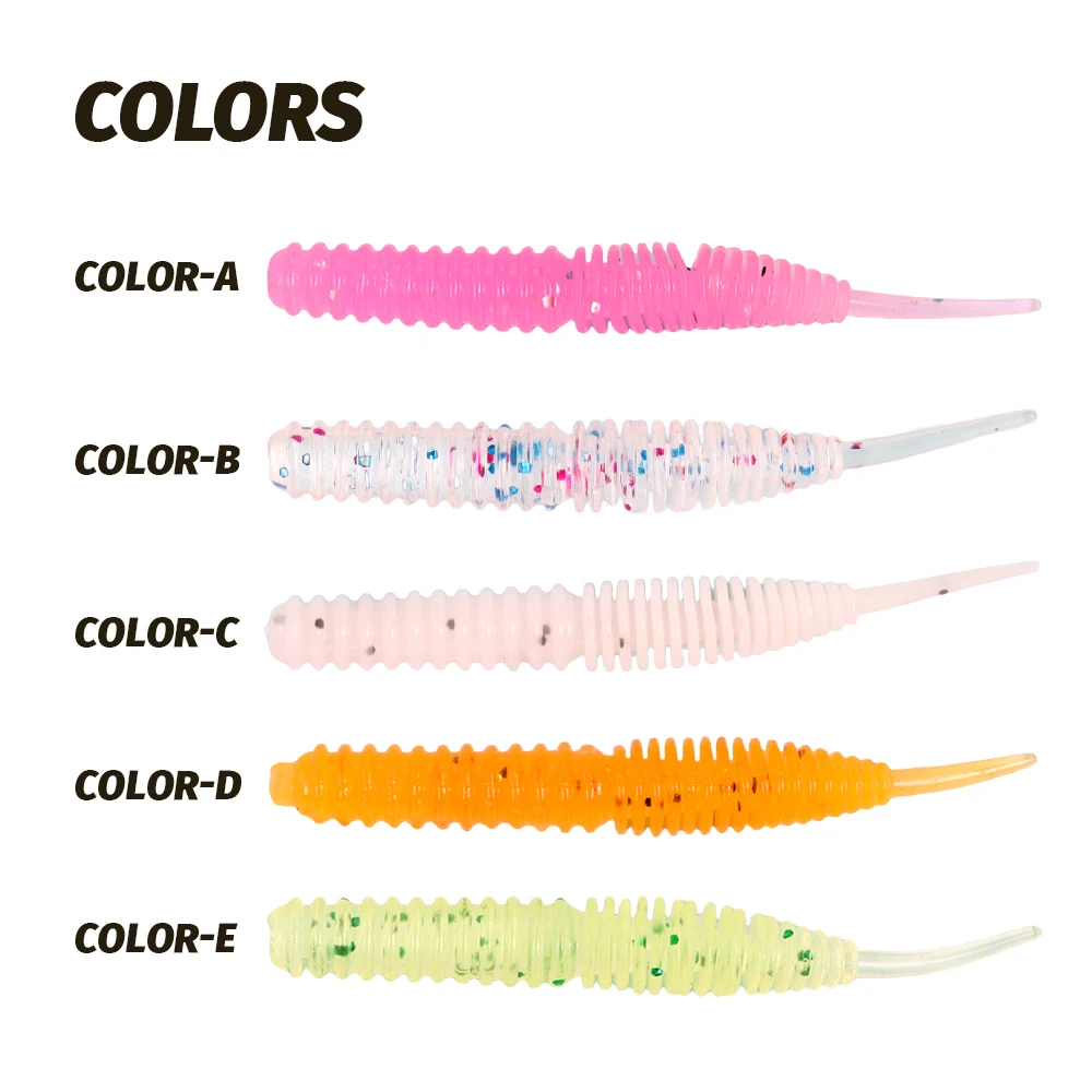 Tolure 20pcs/bag fishing worm soft plastic 6.2cm 1.2g shad bait artificial soft worm fishing lures