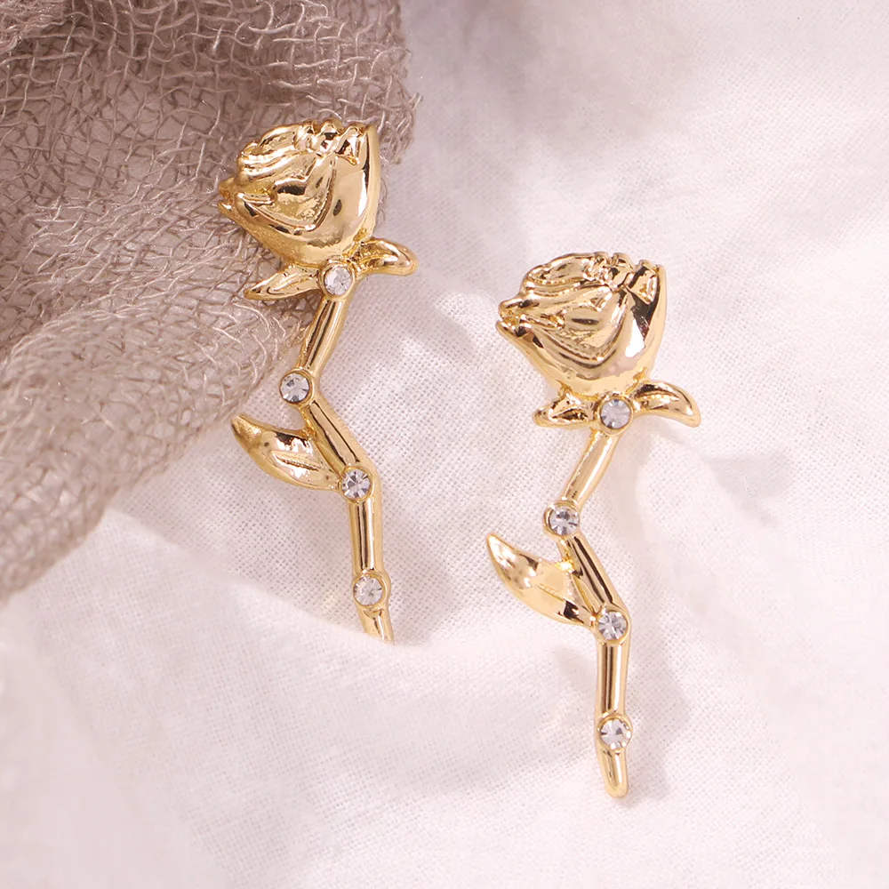 2020 Модные женские серьги-гвоздики с цветком розы