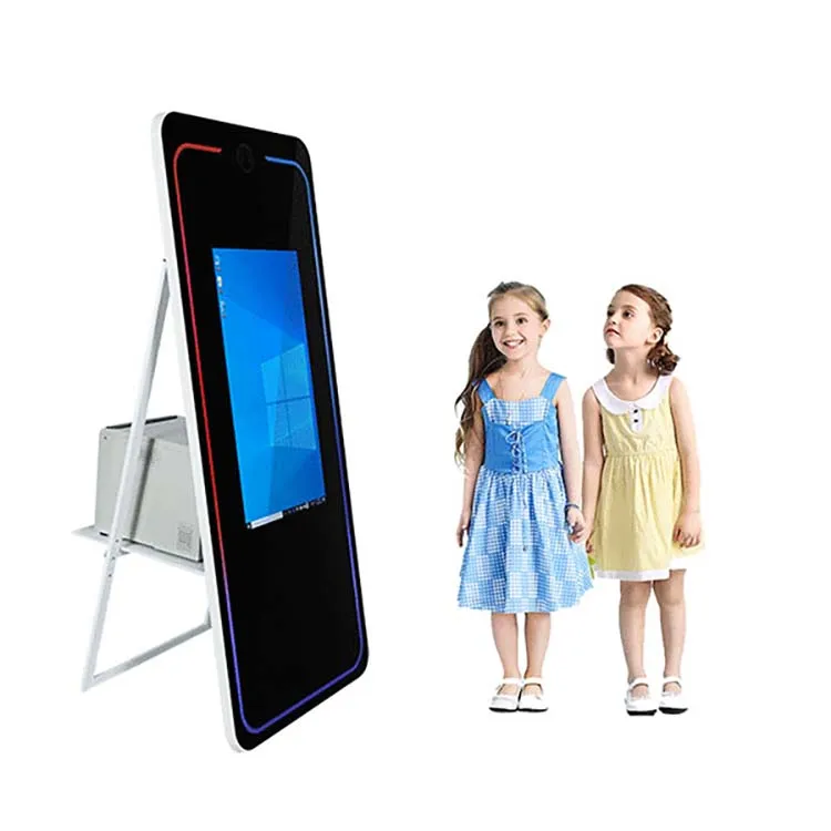 Dropshipping Custom Free Logo Oval Photo Booth Mirror Battery Powered Color Change Led Light For Selfie Magic Photo Mirror Booth