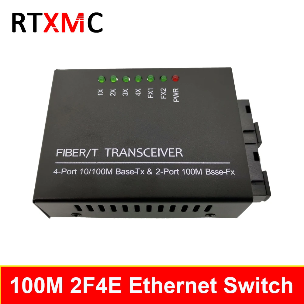 RTXMC 10/100m 2f4e Fast Fiber Switch 2 Optical Port 4 Rj45 Port Reverse POE Network Switch fiber optical media converter