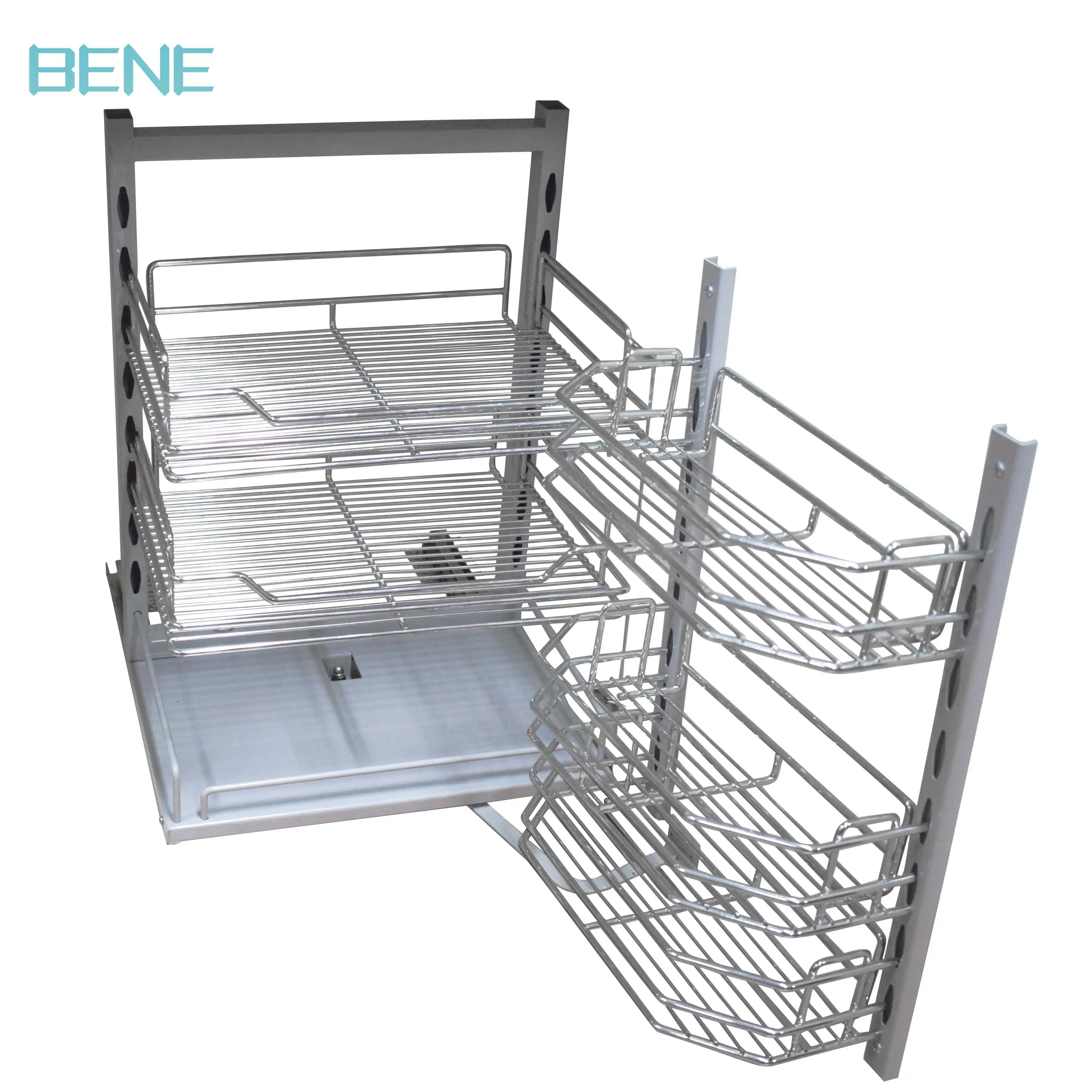 Многофункциональный кухонный органайзер, корзина для хранения, двухслойная скользящая проволочная Волшебная угловая корзина