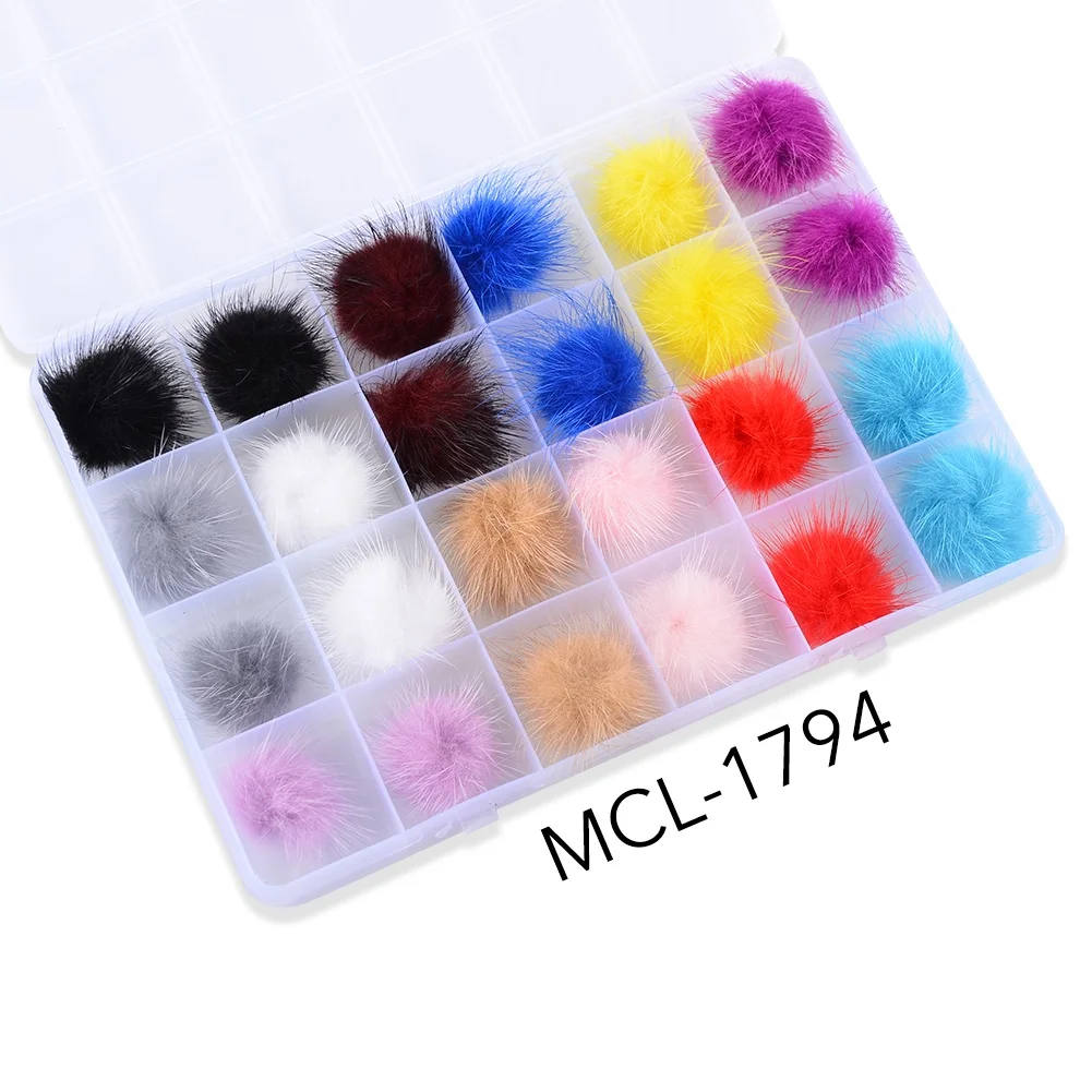 Hot Selling Products 24 Grid  Nail Balls Magnetic Pom Pom Boxes Kit For Nails