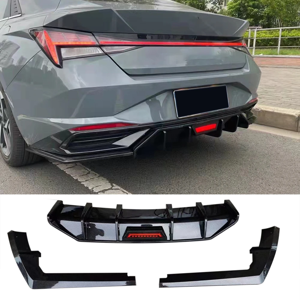 Блеск черный для заднего бампера Hyundai Elantra 2021 1,5 T версия со светодиодным диффузором спойлер для автомобиля