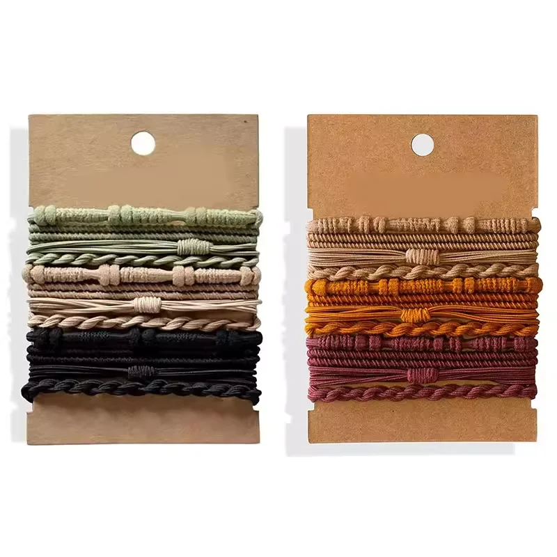Orangee Wholesale 4 Pcs New Bohemian  Hair Ties Style Braided Boho Bracelet Elastics Head Rope for Women