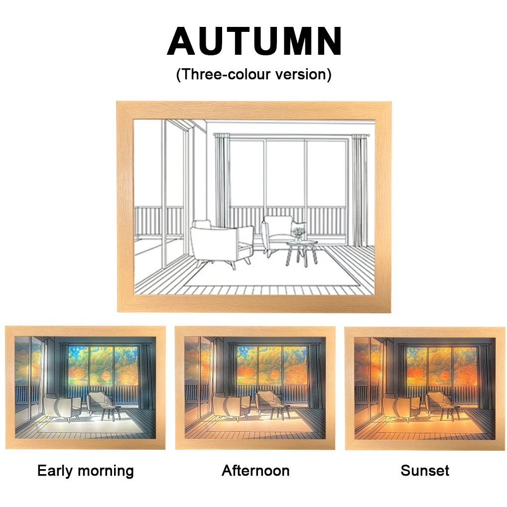 Usb Stereo Shadow Light Three Colors Dimming Picture Frame Painting Small Led Night Lights  LED Light and Shadow Painting