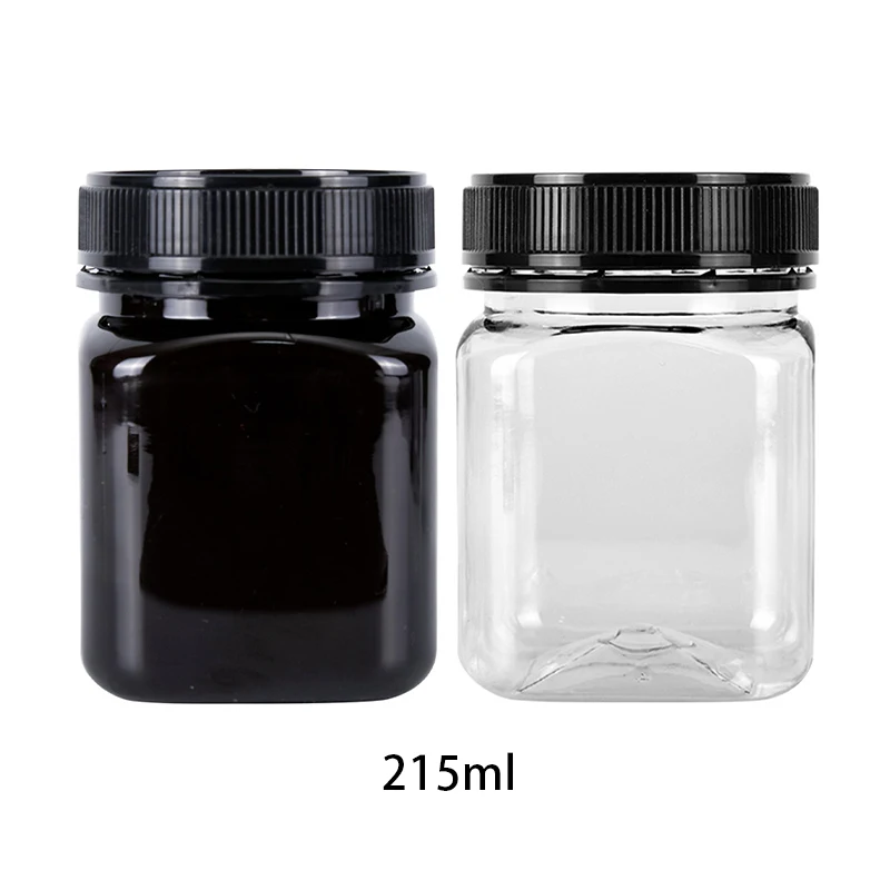 Wholesale customization Transparent Honey Bottle PET 145ml 180ml 215ml 360ml 720ml Square Anti-theft Cover Nuts Food Storage Jar