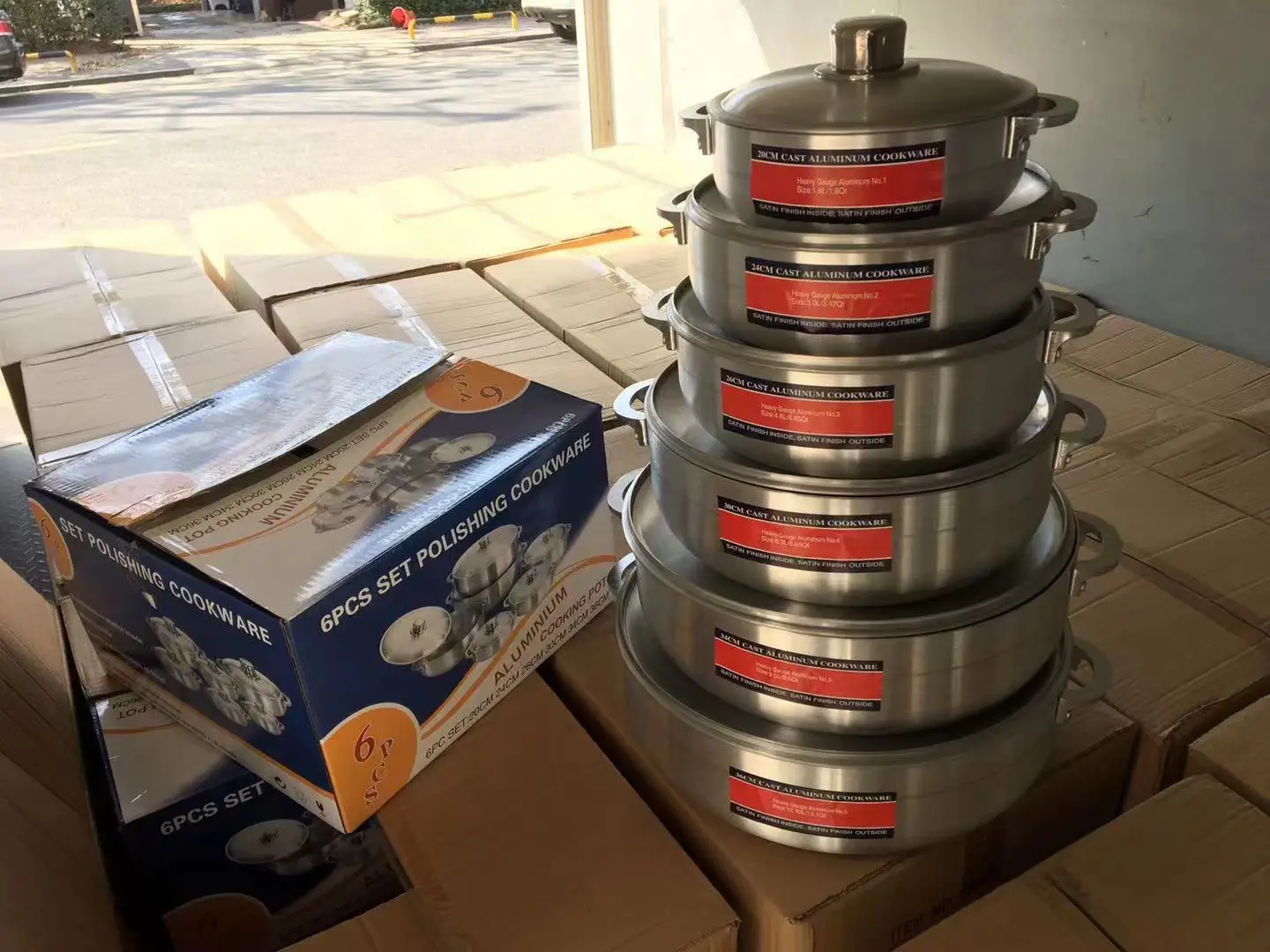 2024 Oem 6 Pieces Cheap Price Die Cast Casserole Forged Big Aluminium Kitchen Nonstick Pan Pot Cookware Sets