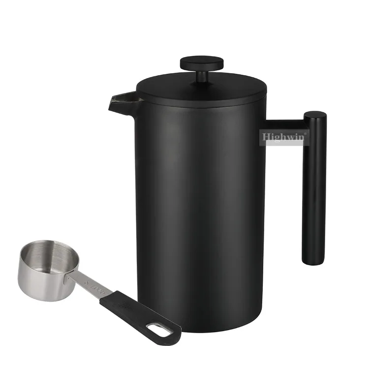 Factory Best Double Wall Black Painting Stainless Steel French Press Custom Logo French Press