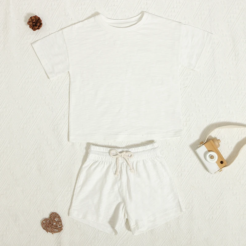 2024 INS Summer Style Cool Fabrics 100% Cotton Unisex bamboo baby clothes Normal Standard Short Sleeves Shorts Baby Outfits