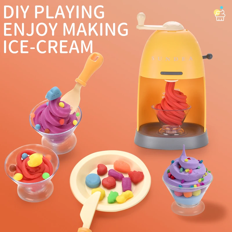 simulation DIY ice cream machine toy toddlers creative art plasticine set 12 colors moulding clay play dough