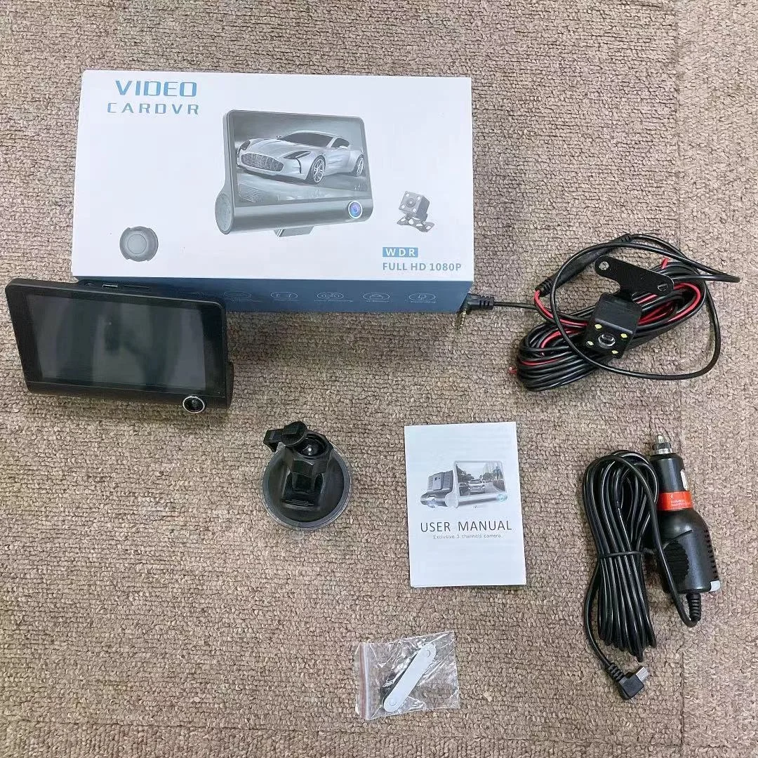 Three Cameras dashboard Camera car Black Box Dash Cam Video Recorder Car DVR With