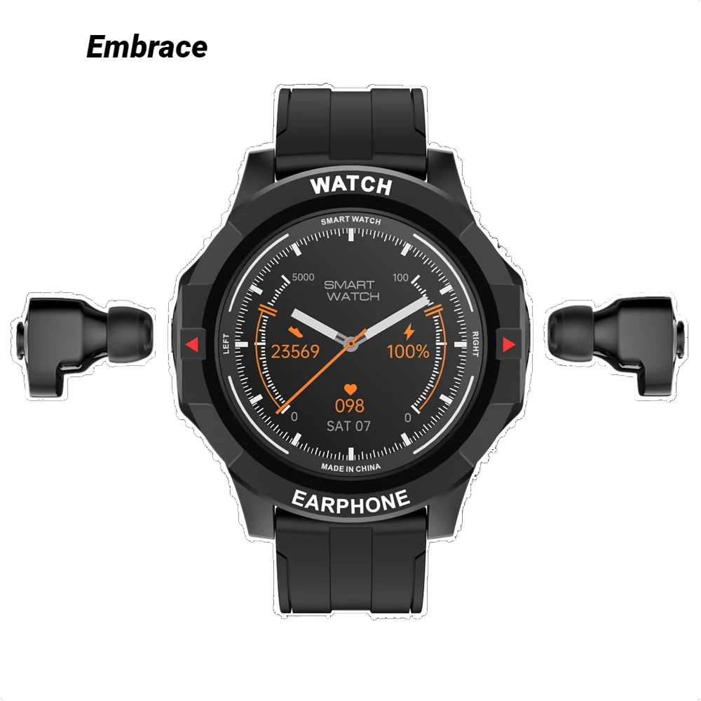 2022 New Arrival N15 Smart Watch with Earbuds 2 in 1 Bt Call Music Fitness Tracker TWS Headphone N15 Smartwatch