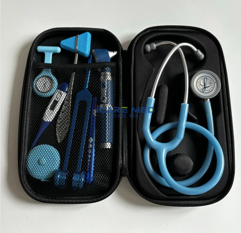 Medical Portable Stethoscope Otoscope tuning fork Kit Professional Ear ENT With EVA Bag For Medical Student
