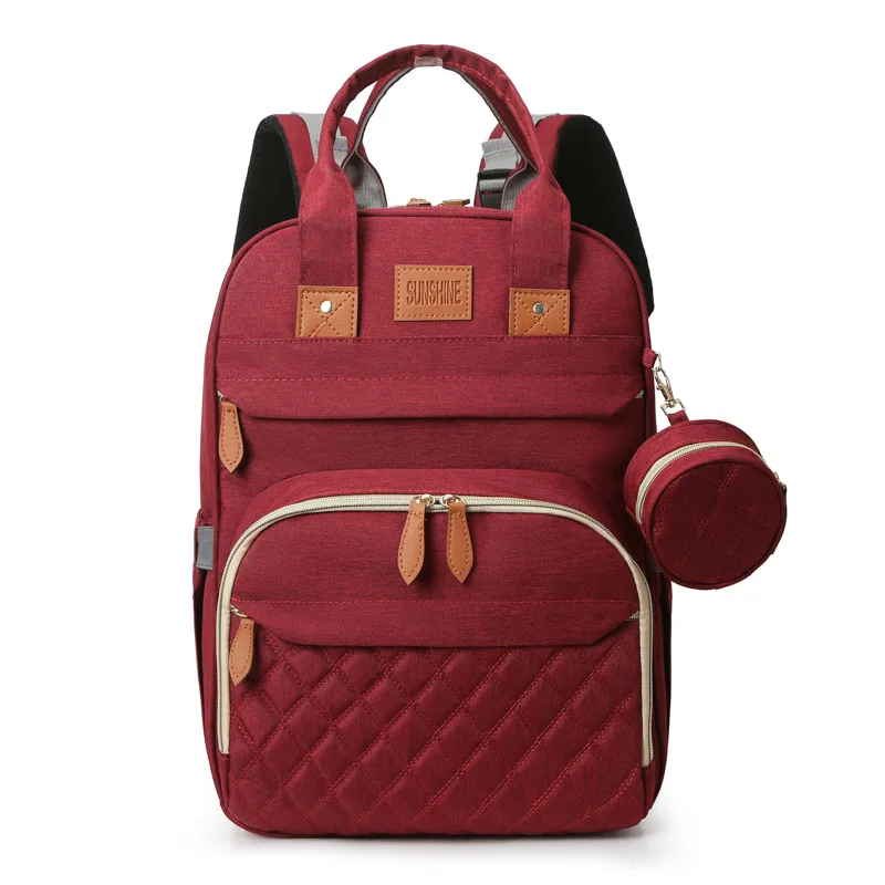 Large Capacity Fashion Polyester Mommy Backpack Travel Baby Diaper Organizer with USB and Waterproof Features for Busy Moms