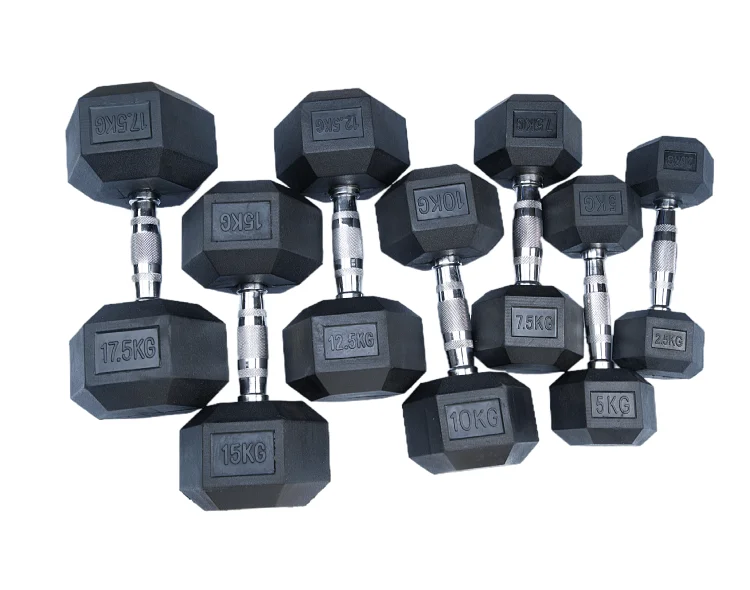 Gym Wholesale Logo hex dumbbel custom Fitness 5 Kg 10kg Equipment Cheap Rubber Hexagon Dumbbell