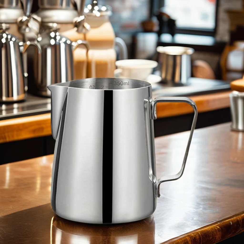 milk 350ml spouted singaporian wine anti-burn for thermo with kitchen frothing stainless steel pitcher with anti-burn handle