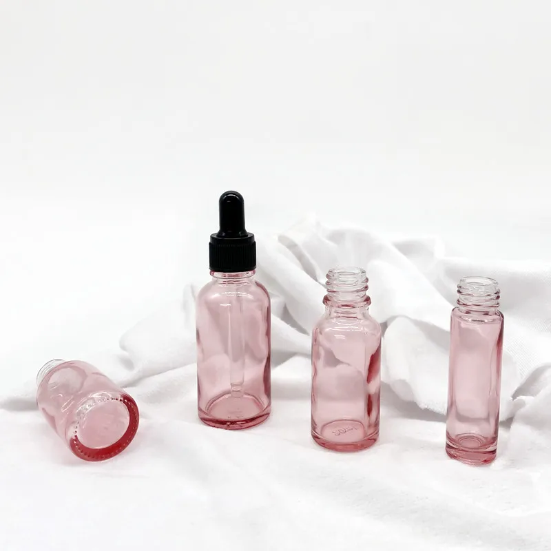 10ML 20ML 30ML Pink eye essential oil dropper glass bottle with rose gold dropper