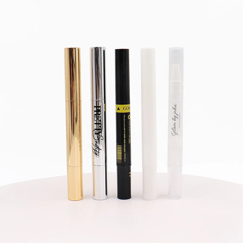 Custom Logo 3ml 5ml gold Twist Pens Empty Nail Oil Pen with Brush Empty Cuticle Oil Pen Cosmetic Container Lip Gloss Tube