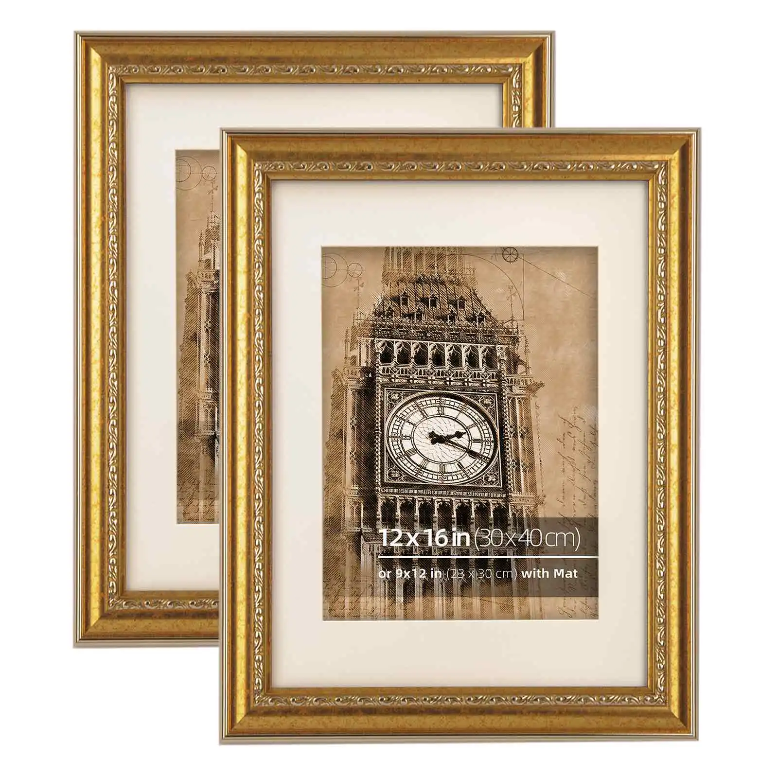 12x16 настольная или настенная витрина из настоящего стекла Передняя старинная золотистая богато украшенная классическая рамка для картин