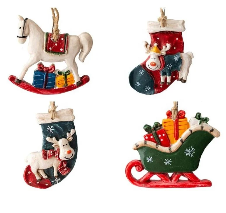 Christmas Stocking Sleigh Ornaments Horse Christmas Socks Elk Tree Decoration Pendants Gift Souvenir Metal Christmas Ornaments