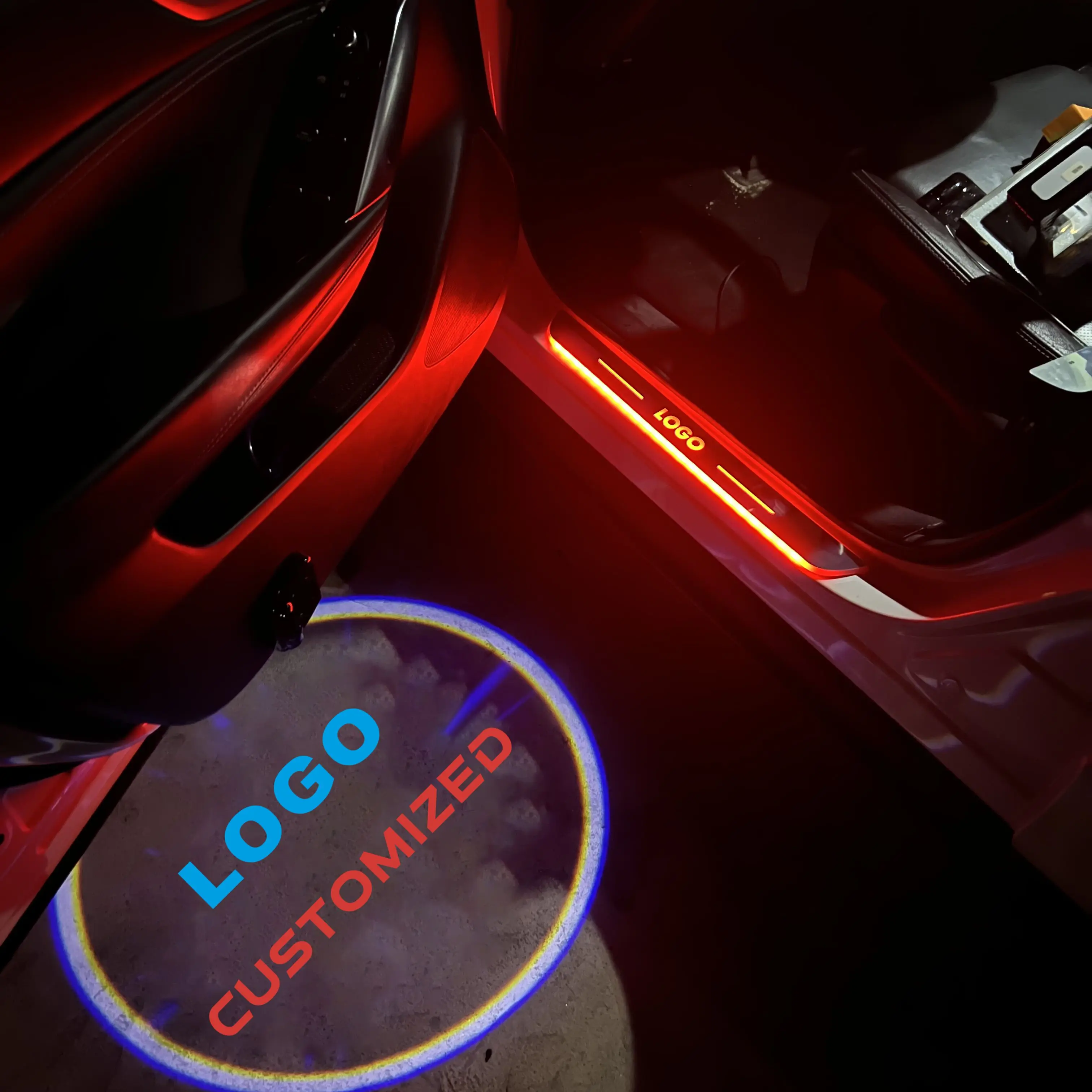 Car LED door lights, welcome lights, polite shadows, car doors, LED car logos, projection lights, custom