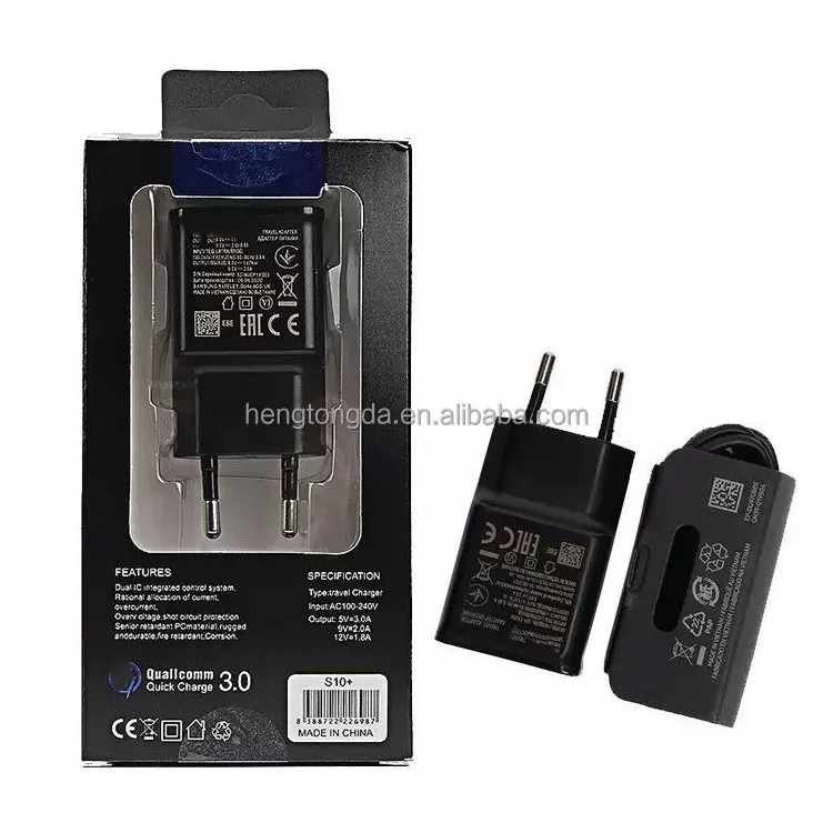 Frosted material s10 travel adapter fast charger with type c cable for Samsung galaxy s6 s8 s10 s10+ s10e Quick Charger