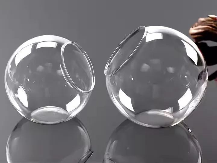 Ball Vase Flower Pot for Succulent Plant Terrarium Office Garden Decor Micro Landscape Clear Glass Modern 100% Hand Blown Glass