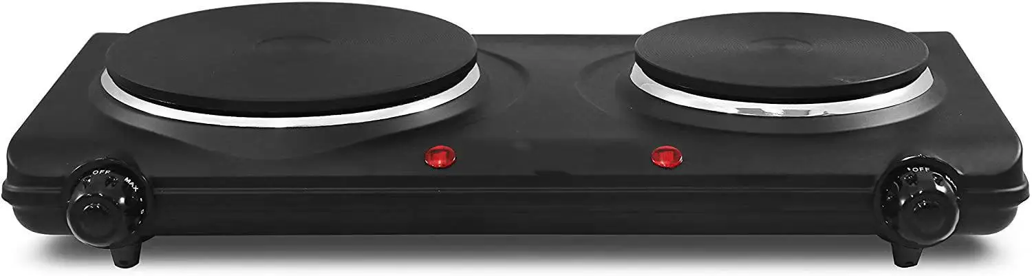 
Black double tabletop electric combustion stainless steel temperature control double stove electric stove 