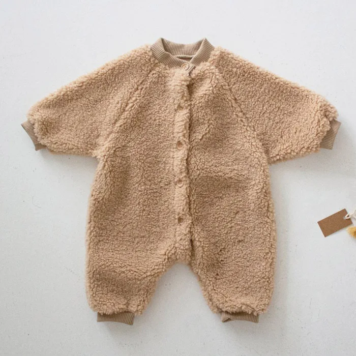 Winter Infant Toddler Girls Boys Bear Thickened Velvet Pajamas Hat 2pcs Overall Sleepwear Baby Warm Jumpsuit