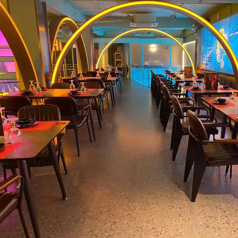 Wholesale Fast Food Modern Wooden Leather Fabric Restaurant Furniture Upholstery Dining Chair and Table Set