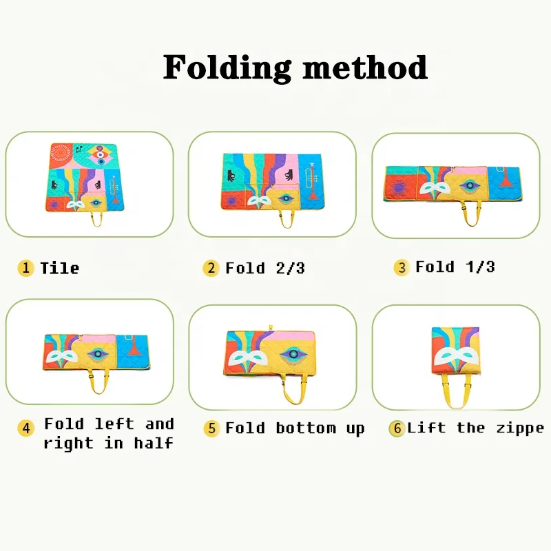 Customized material picnic mat home children entertainment mat outdoor camping shoulder strap storage bag, picnic mat
