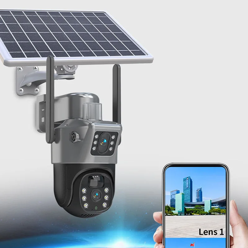 Factory Selling Directly Waterproof 4G Solar Camera Wireless Wifi 4G Dual Lens Battery Solar Powered Camera