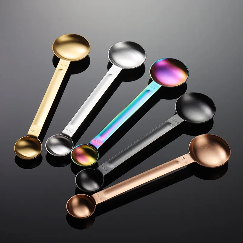 Factory Supply Dual Sided Stainless Steel Measuring Tools Powder Measuring Spoon Coffee & Tea Tools Coffee Scoops