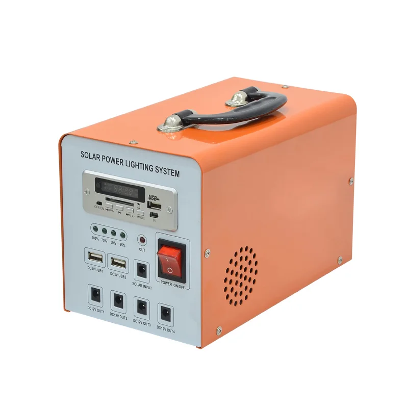 low price portable mini home solar panel kit LED lighting system solar powerbank with mobile charger MP3 radio