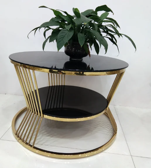 Factory Price Round Glass Top Metal Frame Side Tea Coffee Table