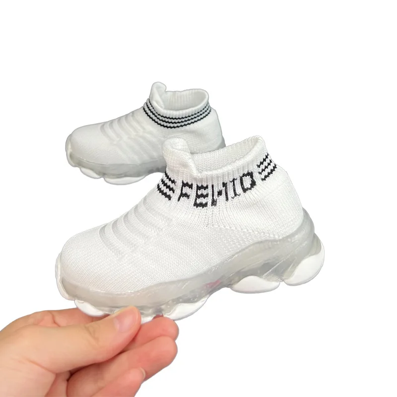 Kids Sneakers Children Casual Letter Mesh Led Socks Sneakers Shoes Pour Enfants Baby Girls Boys Shoes