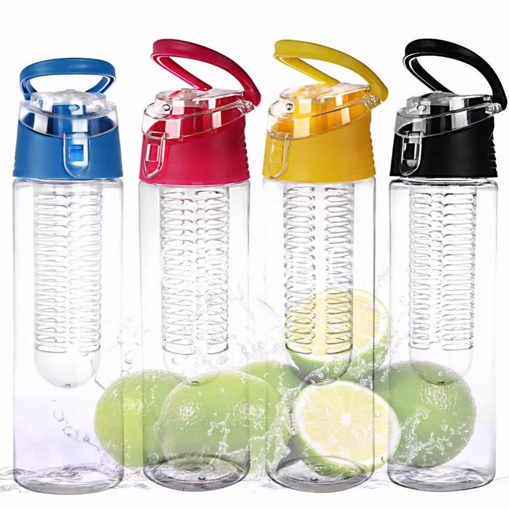 Mikenda  Sport Fruit Infuser Water Bottle Tritan Fruit Infusion Shaker Infuser Bottle Plastic With Push Lid
