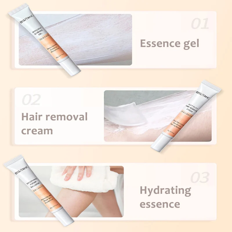 Natural Painless Permanent Combination 3 Piece Set Sensitive Formula Depilatory Cream Hair Remover Cream  for women