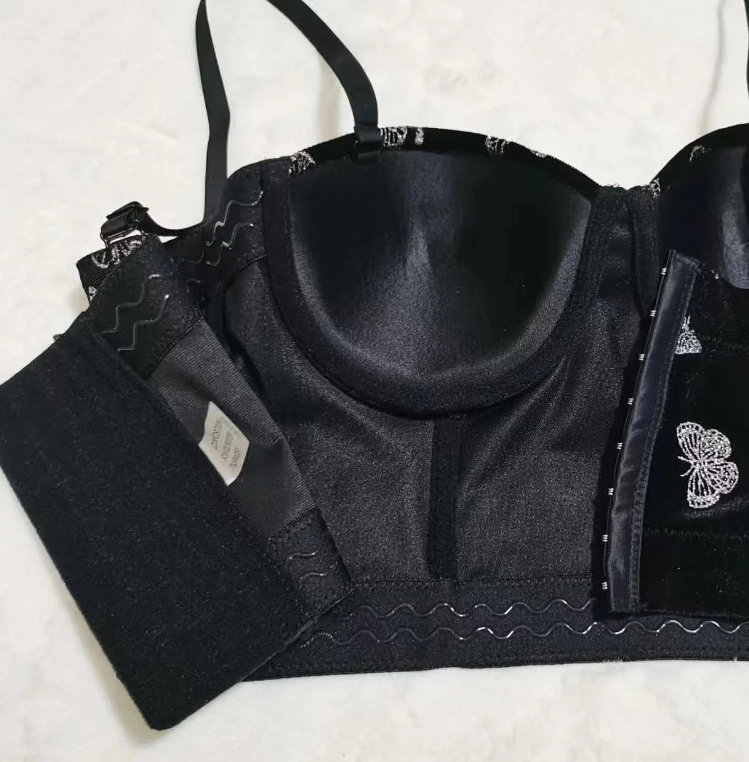 Fishbone Bra For Autumn And Winter Gold Velvet For Outer Wear Slimming Sexy And Versatile With Breast Pads Steel Ring Adjustable