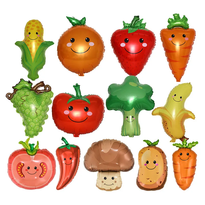 Овощной фруктовый банан, виноград, помидор, гриб, перец, фольгированный шар, фрукты, украшение на день рождения