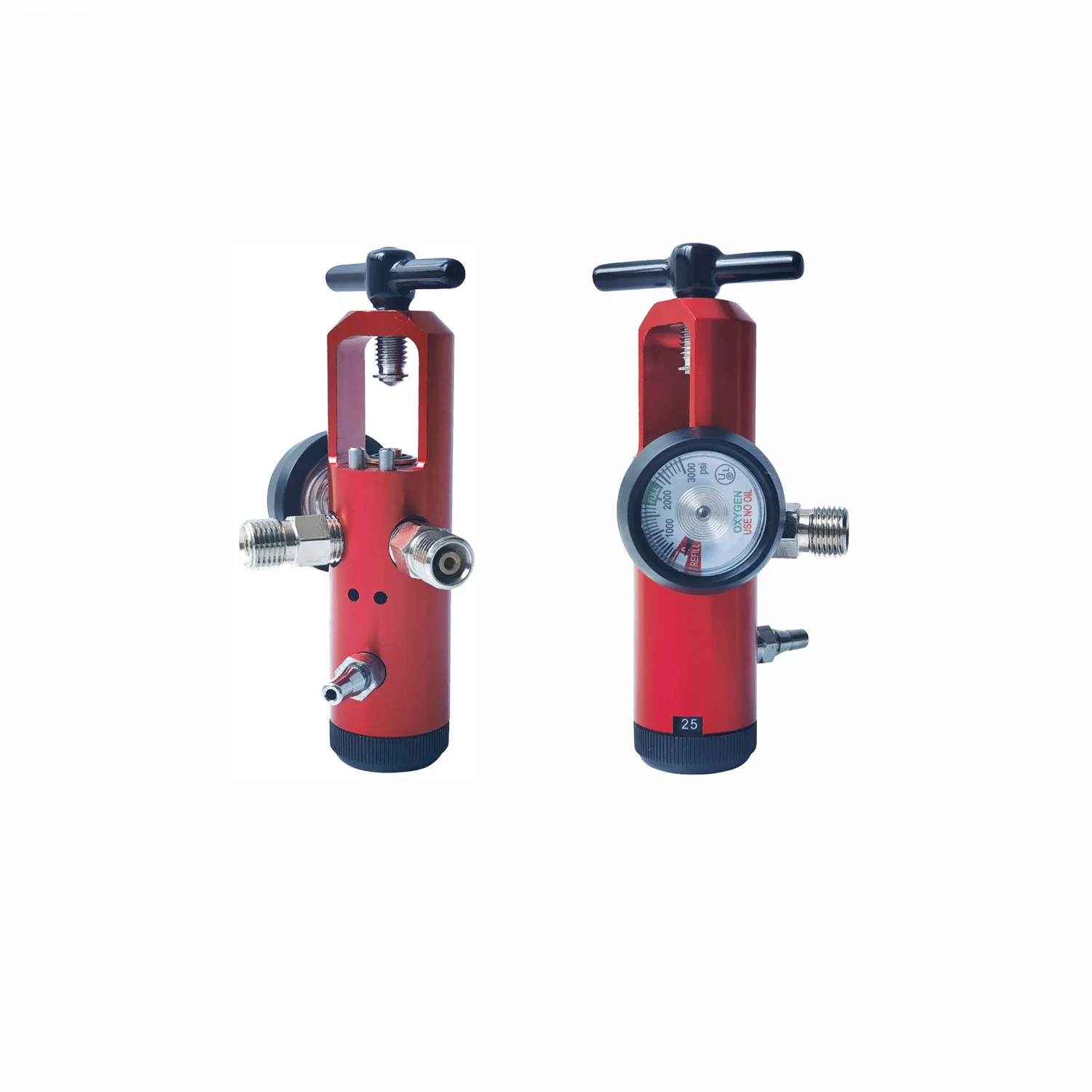 Pretty color EMS Medical oxygen tank regulator CGA870, 0-25LPM, Barb outlet, two check valves