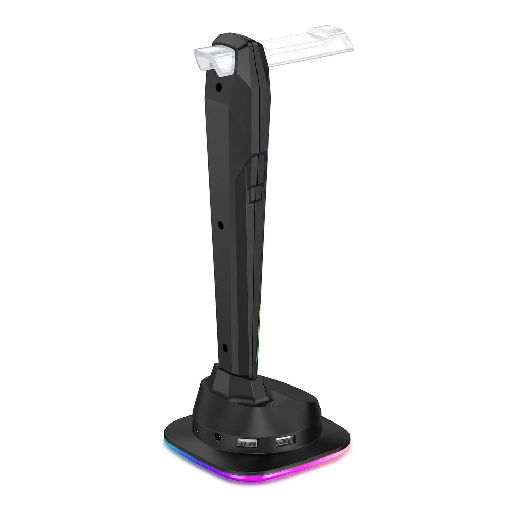 6-in-1 Controllable RGB Gaming LED Lights Headphone Holder Stand With 4 USB 2.0 HUB Docking Station FCC CE RoHs Certificated
